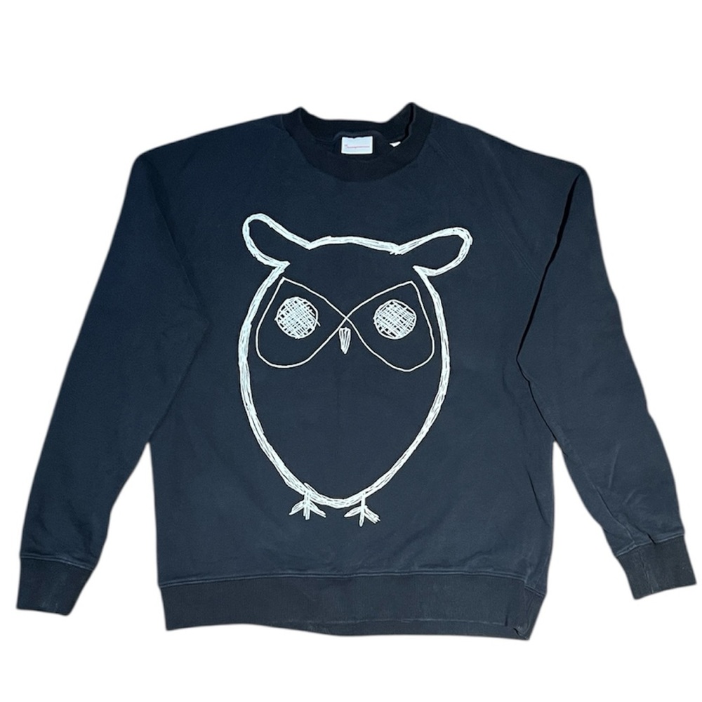 Knowledge Cotton Apparel Men’s Crewneck Owl Black Size Large